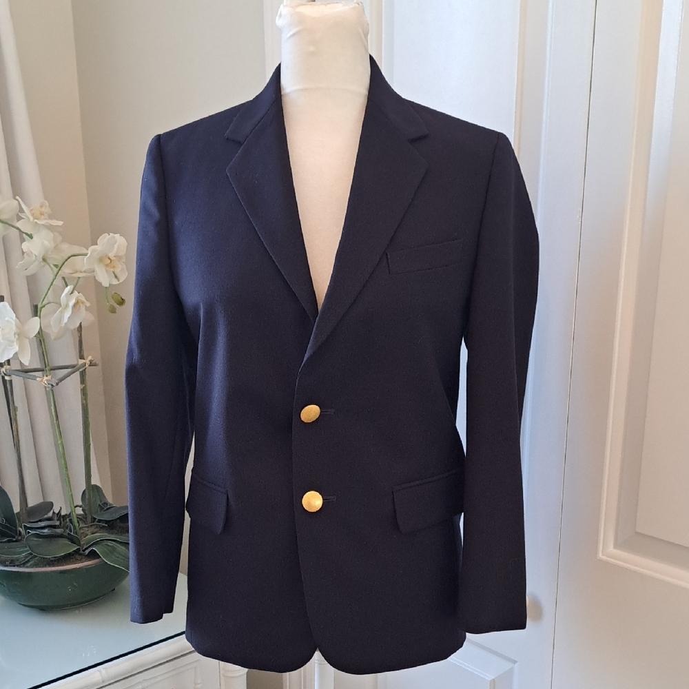 NWOT LANDS' END Boys Classic Preppy/Uniform/Party Navy Wool Blend Blazer S-10‎
